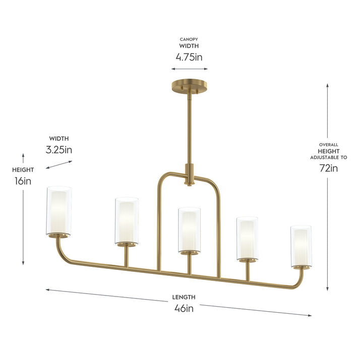 Myhouse Lighting Progress Lighting - P400476-191 - Five Light Linear Chandelier - Mack - Brushed Gold