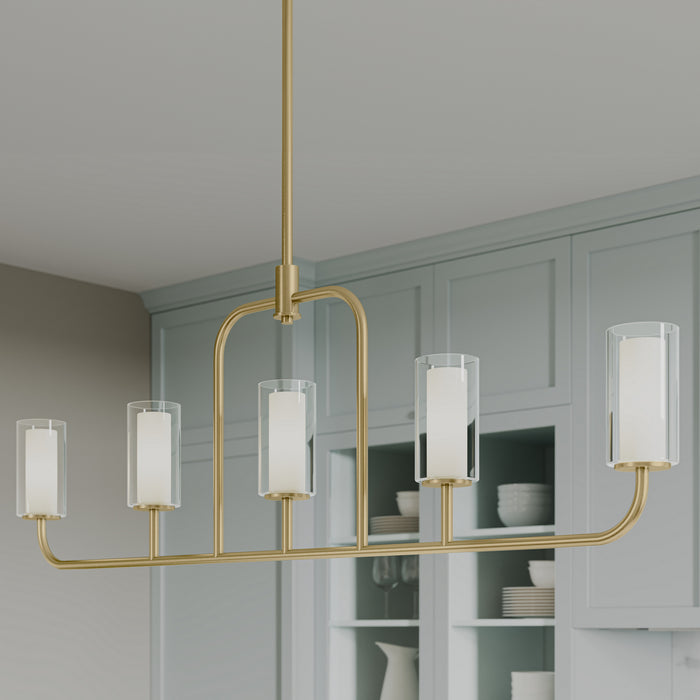 Myhouse Lighting Progress Lighting - P400476-191 - Five Light Linear Chandelier - Mack - Brushed Gold