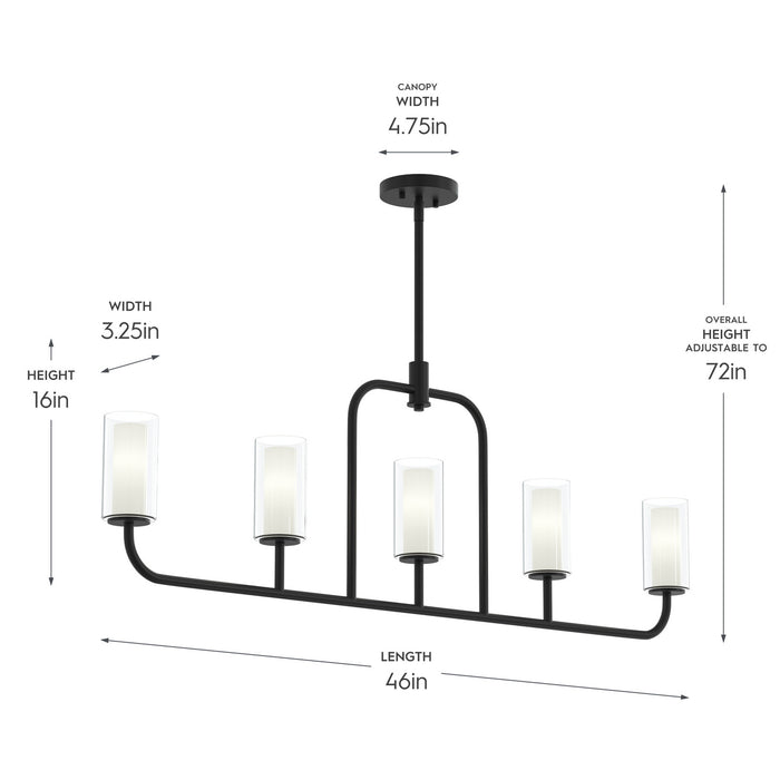 Myhouse Lighting Progress Lighting - P400476-31M - Five Light Linear Chandelier - Mack - Matte Black