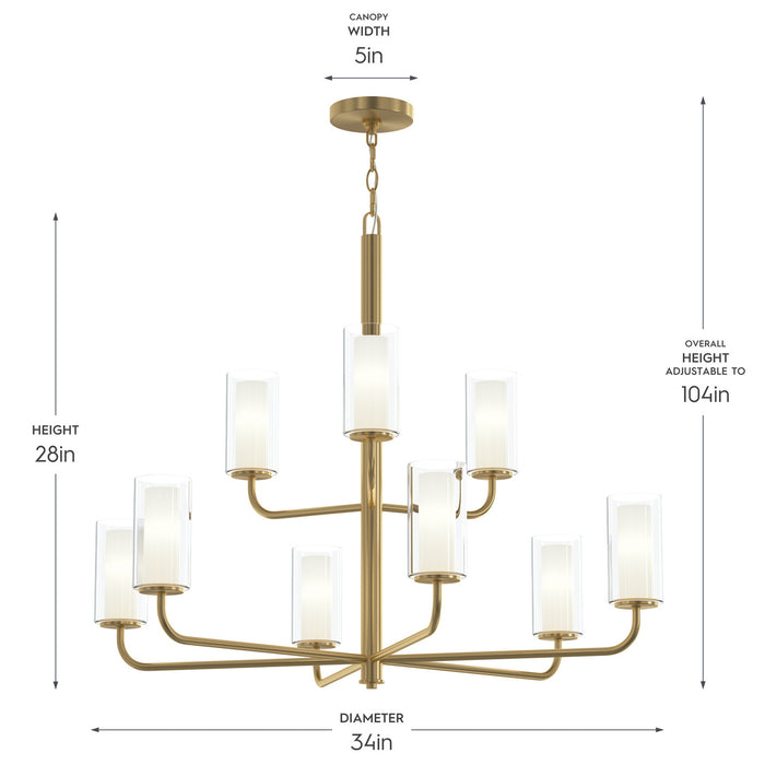 Myhouse Lighting Progress Lighting - P400478-191 - Nine Light Chandelier - Mack - Brushed Gold