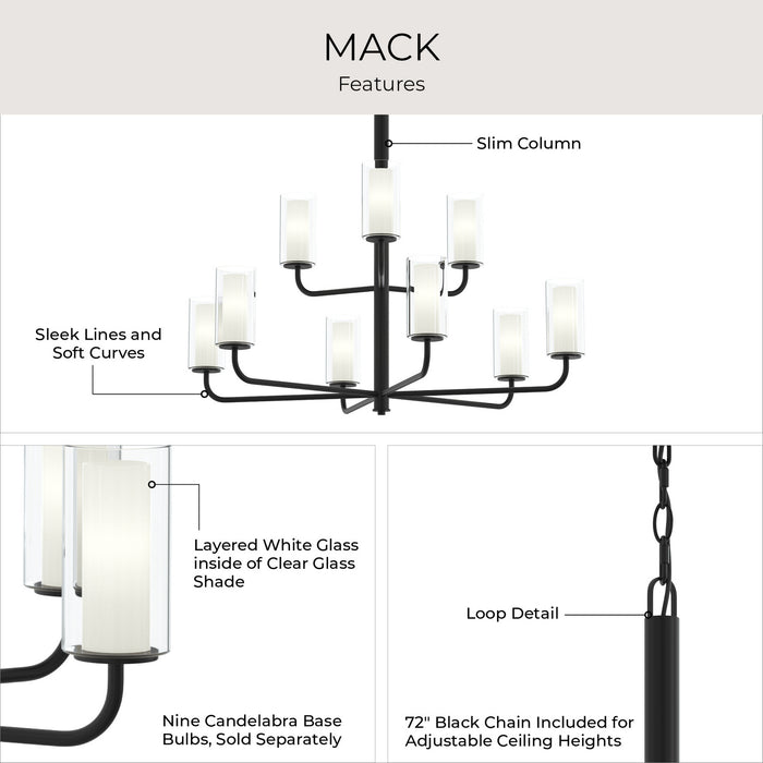 Myhouse Lighting Progress Lighting - P400478-31M - Nine Light Chandelier - Mack - Matte Black