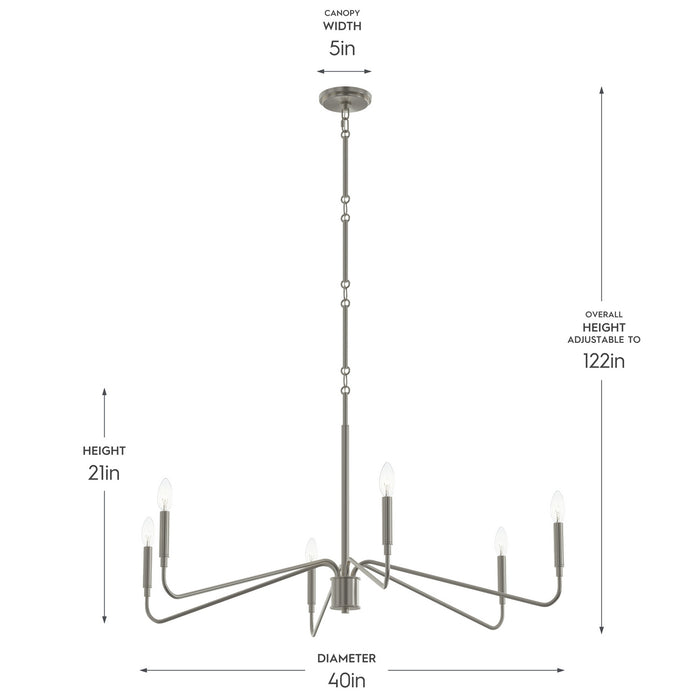 Myhouse Lighting Progress Lighting - P400472-009 - Six Light Chandelier - Pilar - Brushed Nickel