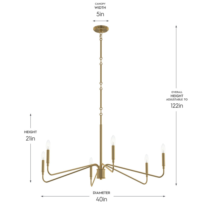 Myhouse Lighting Progress Lighting - P400472-191 - Six Light Chandelier - Pilar - Brushed Gold