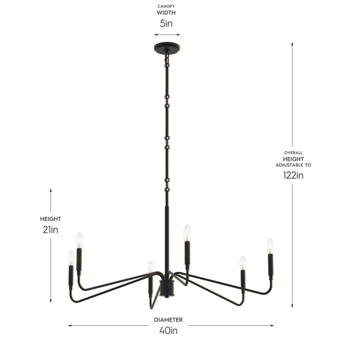 Myhouse Lighting Progress Lighting - P400472-31M - Six Light Chandelier - Pilar - Matte Black