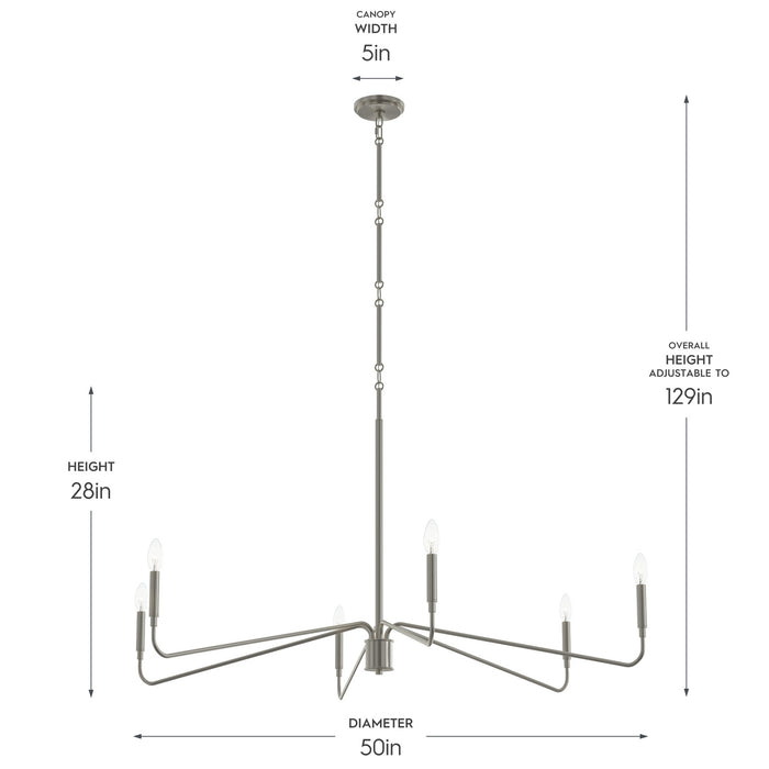 Myhouse Lighting Progress Lighting - P400473-009 - Six Light Chandelier - Pilar - Brushed Nickel
