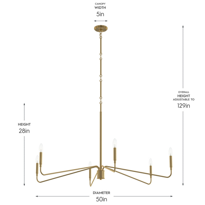 Myhouse Lighting Progress Lighting - P400473-191 - Six Light Chandelier - Pilar - Brushed Gold
