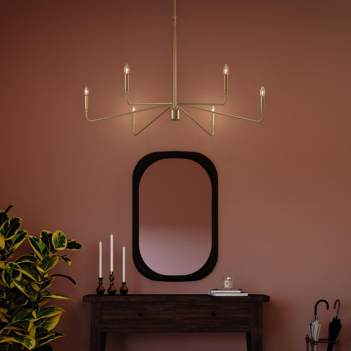 Myhouse Lighting Progress Lighting - P400473-191 - Six Light Chandelier - Pilar - Brushed Gold
