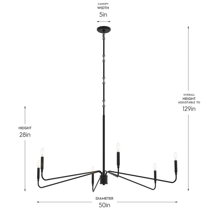 Myhouse Lighting Progress Lighting - P400473-31M - Six Light Chandelier - Pilar - Matte Black