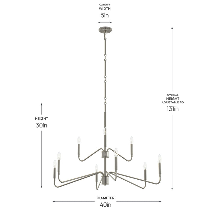 Myhouse Lighting Progress Lighting - P400474-009 - Nine Light Chandelier - Pilar - Brushed Nickel