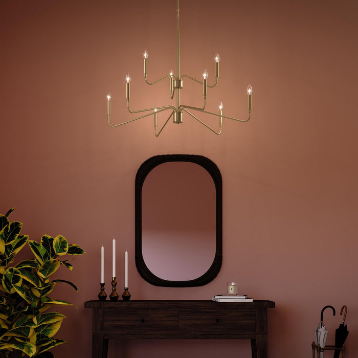 Myhouse Lighting Progress Lighting - P400474-191 - Nine Light Chandelier - Pilar - Brushed Gold