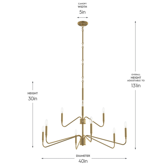 Myhouse Lighting Progress Lighting - P400474-191 - Nine Light Chandelier - Pilar - Brushed Gold