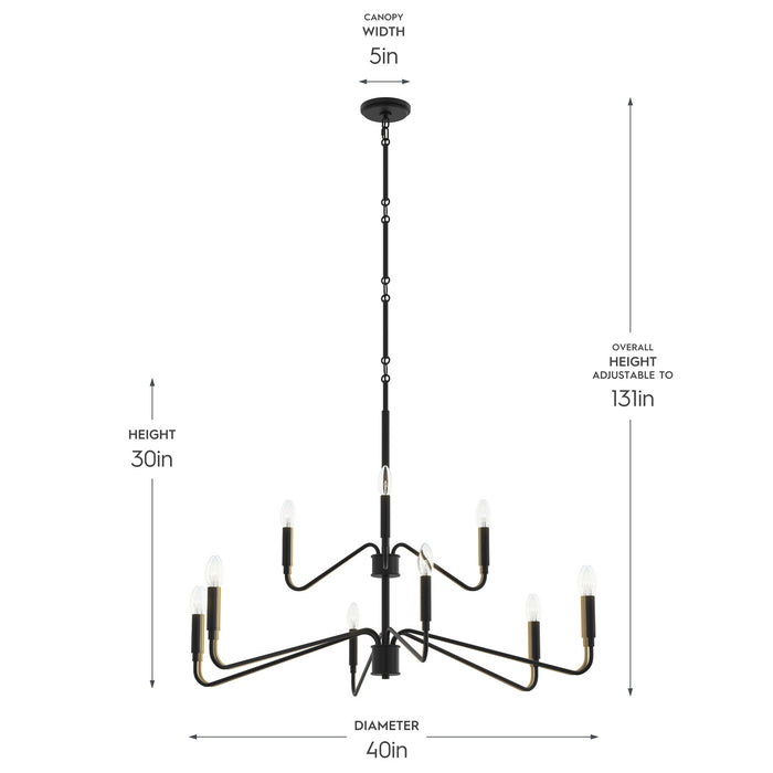 Myhouse Lighting Progress Lighting - P400474-31M - Nine Light Chandelier - Pilar - Matte Black