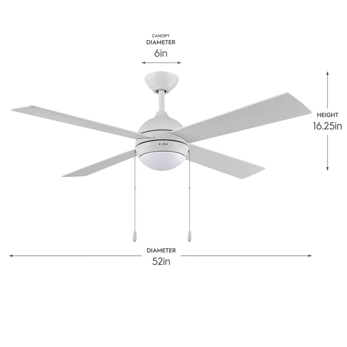 Myhouse Lighting Progress Lighting - P250127-28M-30 - 52" Ceiling Fan - Quadd - Matte White