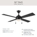 Myhouse Lighting Progress Lighting - P250127-31M-30 - 52" Ceiling Fan - Quadd - Matte Black