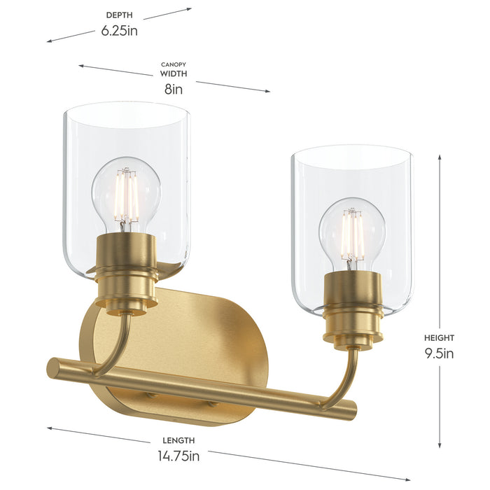 Myhouse Lighting Progress Lighting - P300566-191 - Two Light Bath Vanity - Reines - Brushed Gold