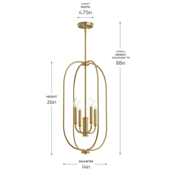 Myhouse Lighting Progress Lighting - P500510-191 - Four Light Foyer Pendant - Reines - Brushed Gold