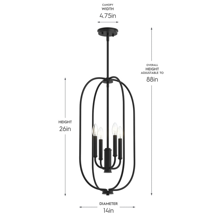Myhouse Lighting Progress Lighting - P500510-31M - Four Light Foyer Pendant - Reines - Matte Black