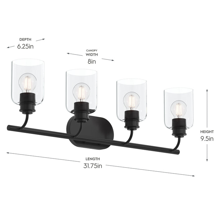 Myhouse Lighting Progress Lighting - P300568-31M - Four Light Bath Vanity - Reines - Matte Black