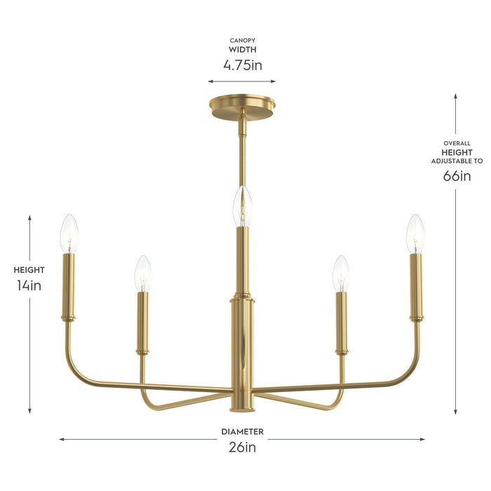 Myhouse Lighting Progress Lighting - P400446-191 - Five Light Chandelier - Reines - Brushed Gold