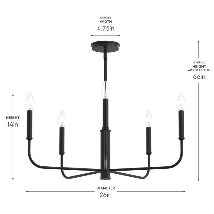 Myhouse Lighting Progress Lighting - P400446-31M - Five Light Chandelier - Reines - Matte Black