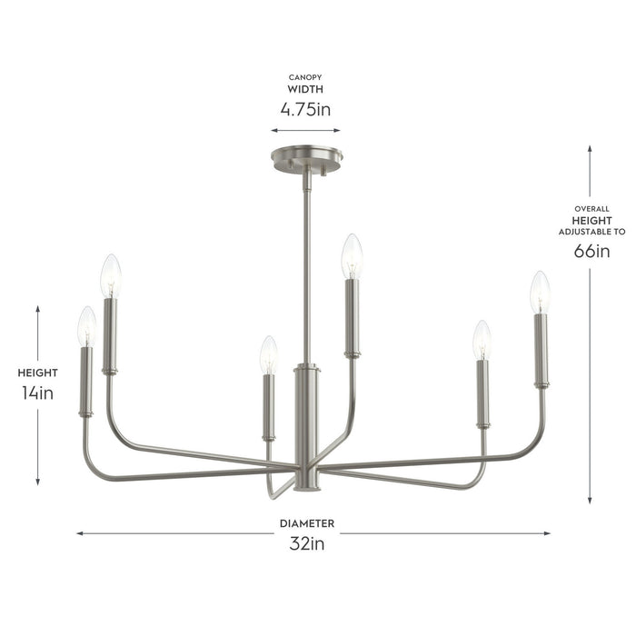 Myhouse Lighting Progress Lighting - P400448-009 - Six Light Chandelier - Reines - Brushed Nickel