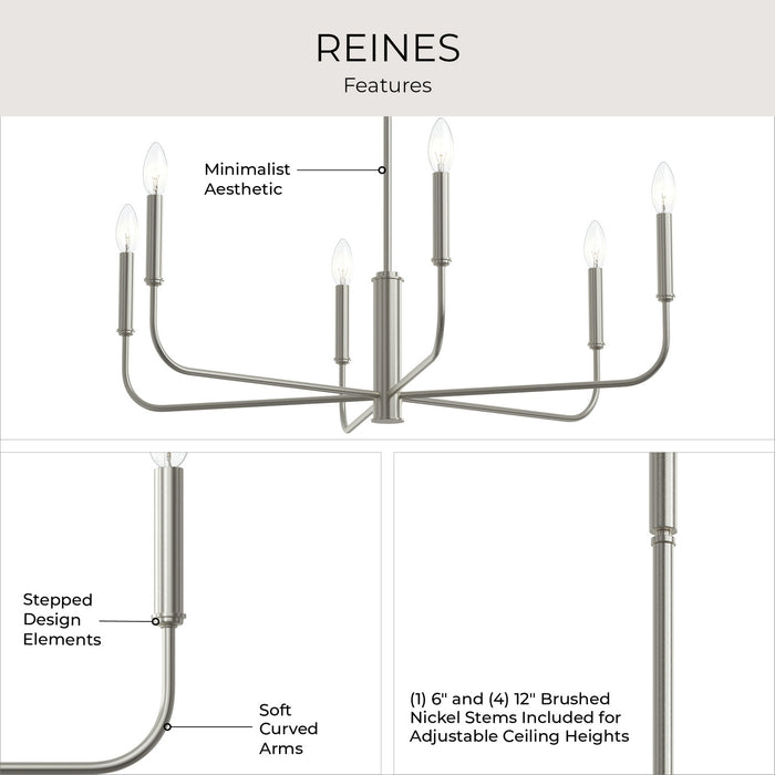 Myhouse Lighting Progress Lighting - P400448-009 - Six Light Chandelier - Reines - Brushed Nickel