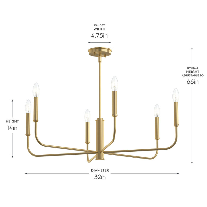 Myhouse Lighting Progress Lighting - P400448-191 - Six Light Chandelier - Reines - Brushed Gold