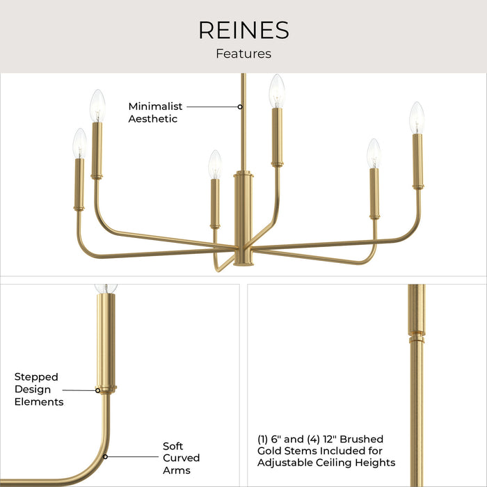 Myhouse Lighting Progress Lighting - P400448-191 - Six Light Chandelier - Reines - Brushed Gold