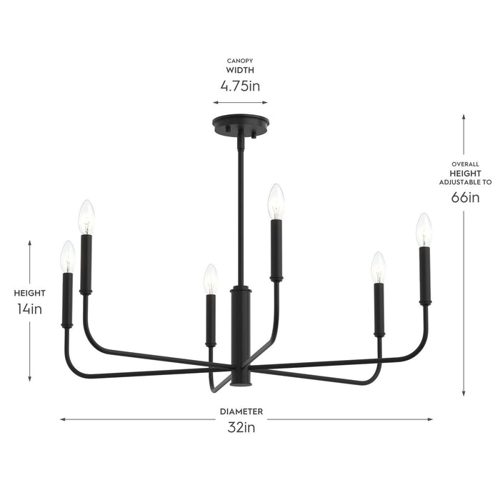 Myhouse Lighting Progress Lighting - P400448-31M - Six Light Chandelier - Reines - Matte Black
