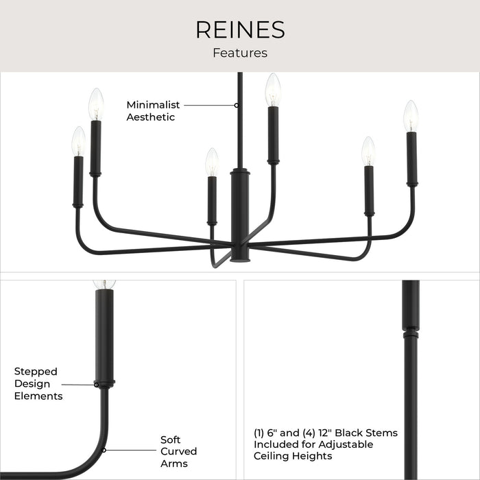 Myhouse Lighting Progress Lighting - P400448-31M - Six Light Chandelier - Reines - Matte Black