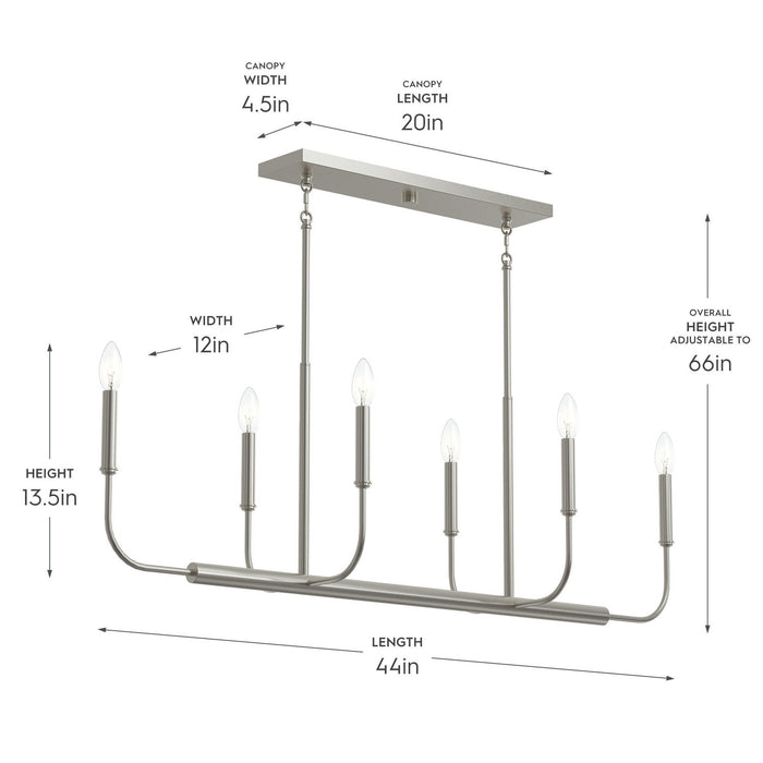 Myhouse Lighting Progress Lighting - P400450-009 - Six Light Linear Chandelier - Reines - Brushed Nickel
