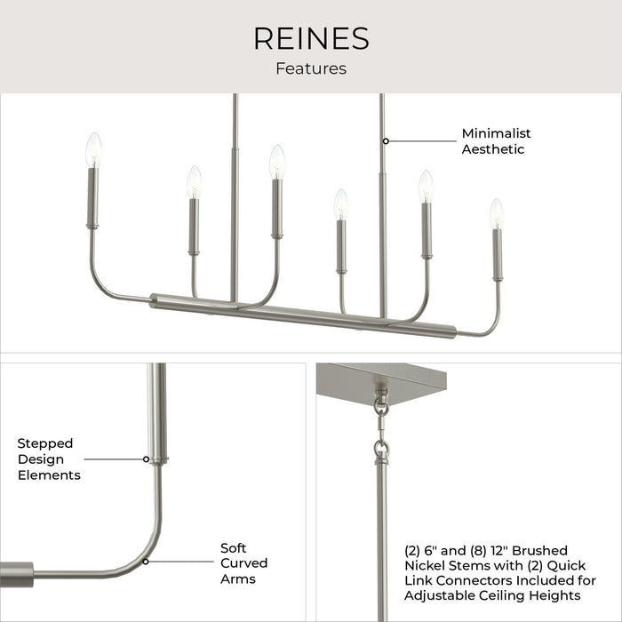 Myhouse Lighting Progress Lighting - P400450-009 - Six Light Linear Chandelier - Reines - Brushed Nickel