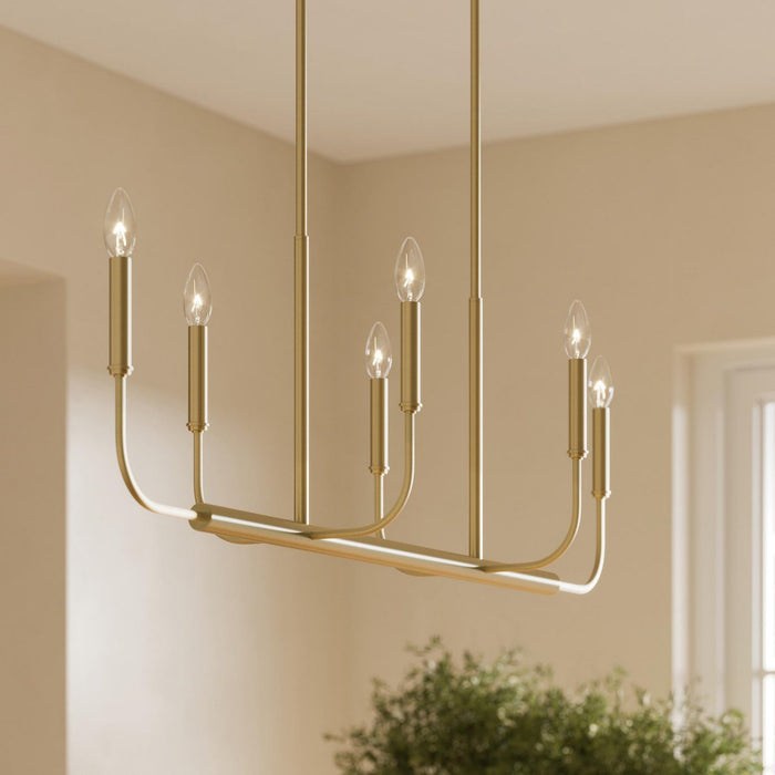 Myhouse Lighting Progress Lighting - P400450-191 - Six Light Linear Chandelier - Reines - Brushed Gold