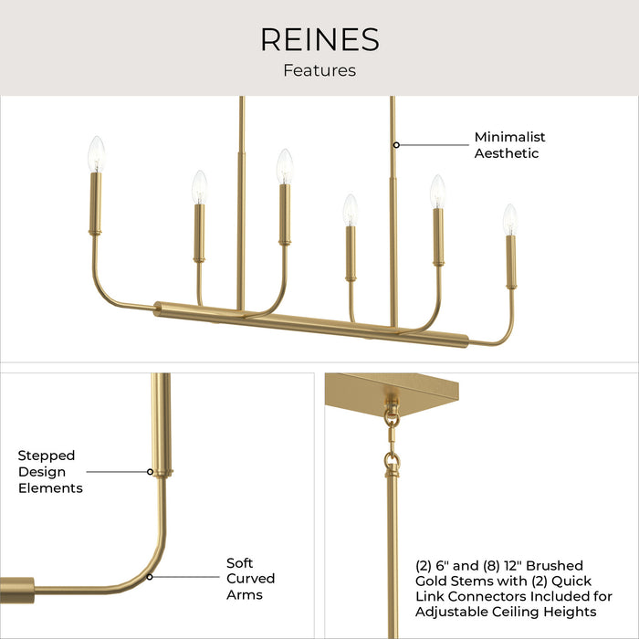 Myhouse Lighting Progress Lighting - P400450-191 - Six Light Linear Chandelier - Reines - Brushed Gold