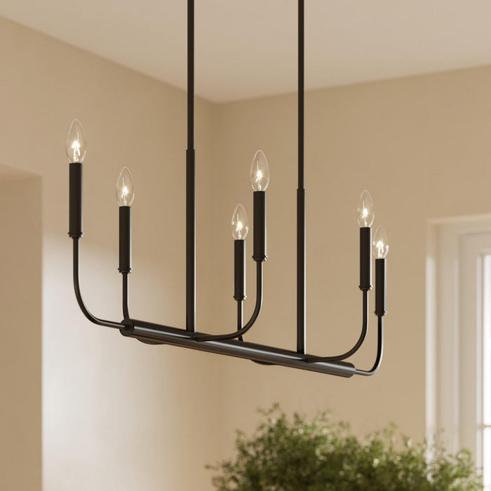 Myhouse Lighting Progress Lighting - P400450-31M - Six Light Linear Chandelier - Reines - Matte Black