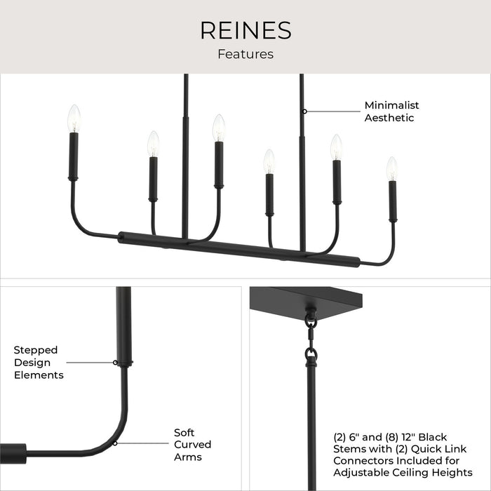 Myhouse Lighting Progress Lighting - P400450-31M - Six Light Linear Chandelier - Reines - Matte Black