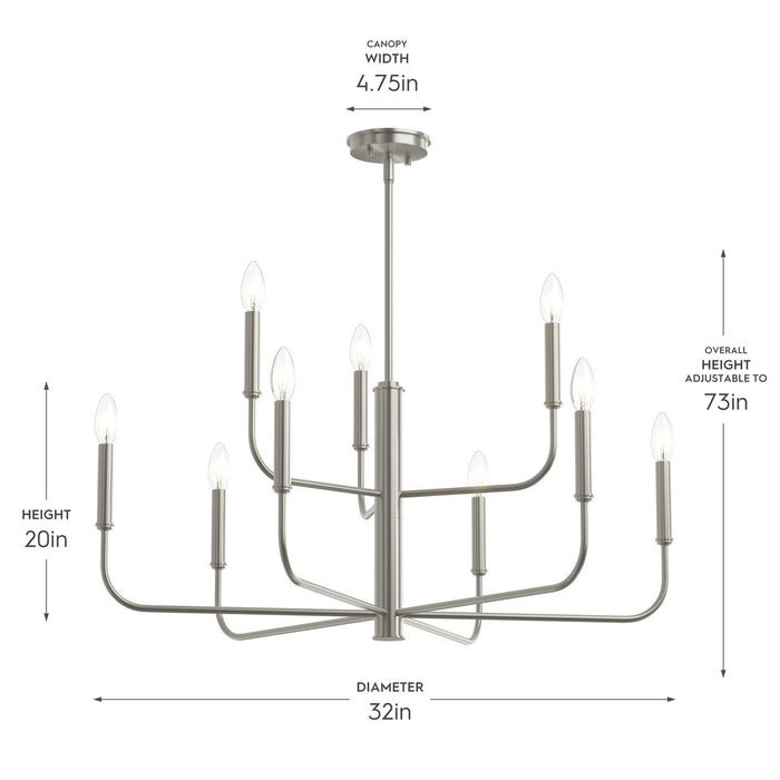 Myhouse Lighting Progress Lighting - P400449-009 - Nine Light Chandelier - Reines - Brushed Nickel