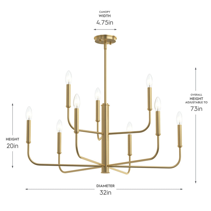 Myhouse Lighting Progress Lighting - P400449-191 - Nine Light Chandelier - Reines - Brushed Gold