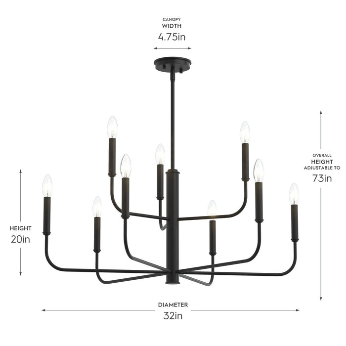 Myhouse Lighting Progress Lighting - P400449-31M - Nine Light Chandelier - Reines - Matte Black