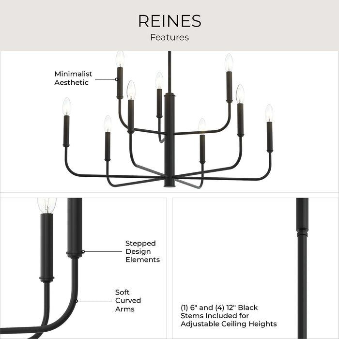 Myhouse Lighting Progress Lighting - P400449-31M - Nine Light Chandelier - Reines - Matte Black