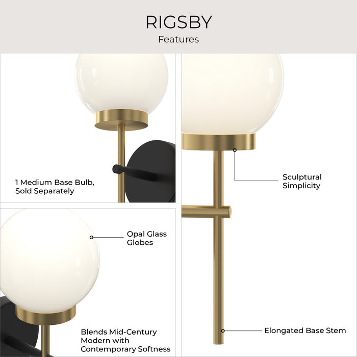 Myhouse Lighting Progress Lighting - P710157-319 - One Light Wall Sconce - Rigsby - Matte Black and Brushed Gold