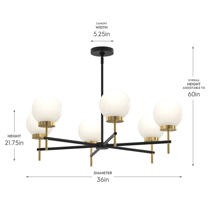 Myhouse Lighting Progress Lighting - P400469-319 - Six Light Chandelier - Rigsby - Matte Black and Brushed Gold
