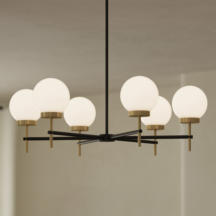 Myhouse Lighting Progress Lighting - P400469-319 - Six Light Chandelier - Rigsby - Matte Black and Brushed Gold