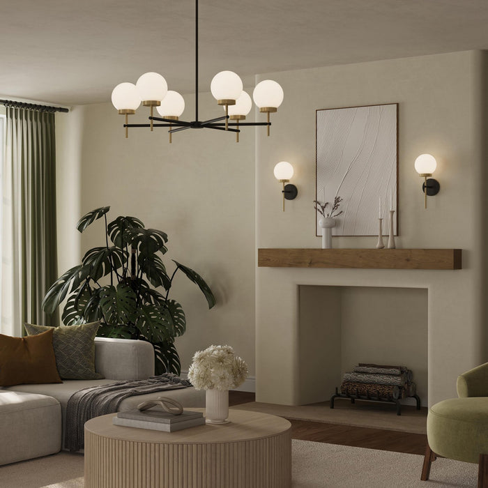 Myhouse Lighting Progress Lighting - P400469-319 - Six Light Chandelier - Rigsby - Matte Black and Brushed Gold
