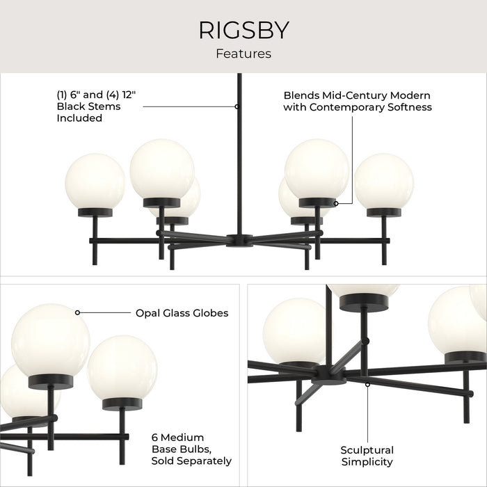 Myhouse Lighting Progress Lighting - P400469-31M - Six Light Chandelier - Rigsby - Matte Black