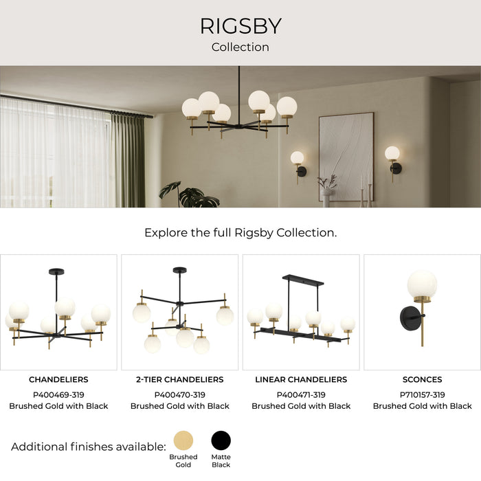 Myhouse Lighting Progress Lighting - P400470-319 - Six Light Chandelier - Rigsby - Matte Black and Brushed Gold