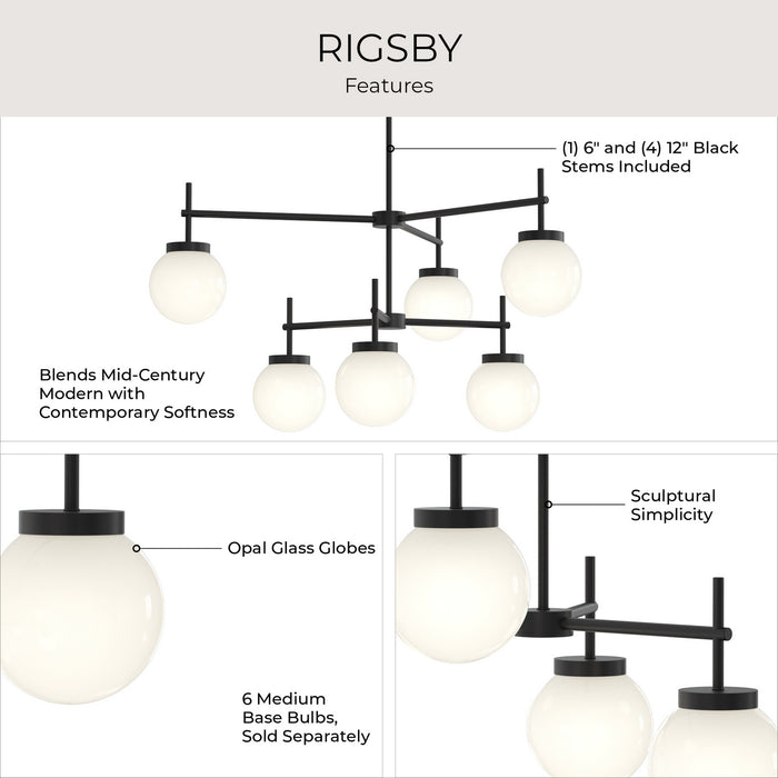 Myhouse Lighting Progress Lighting - P400470-31M - Six Light Chandelier - Rigsby - Matte Black