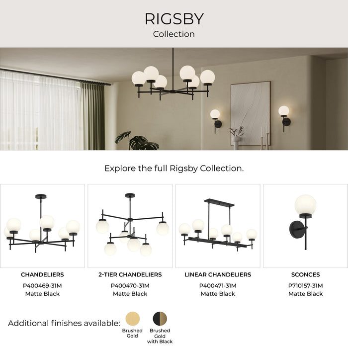 Myhouse Lighting Progress Lighting - P400470-31M - Six Light Chandelier - Rigsby - Matte Black