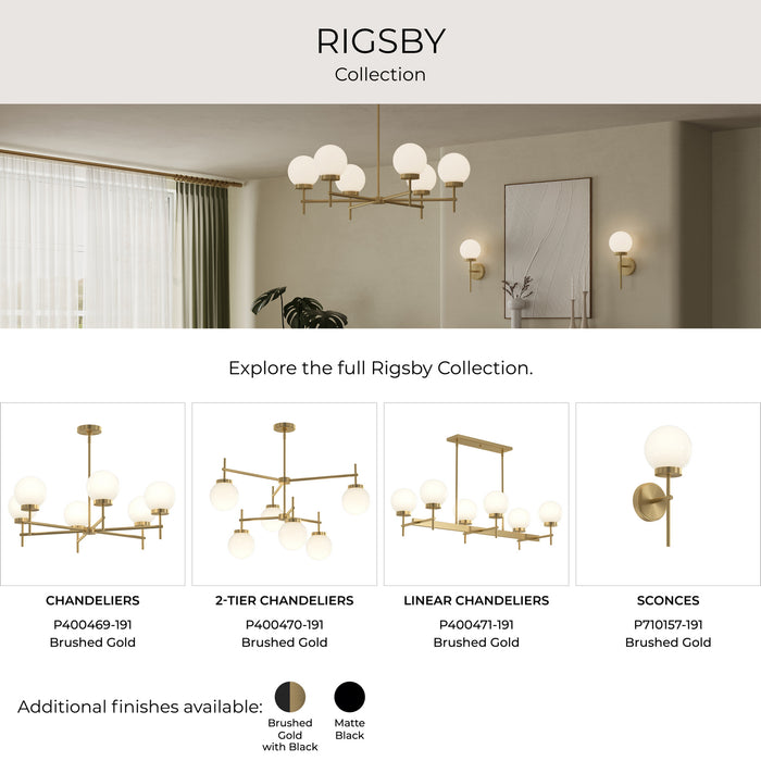 Myhouse Lighting Progress Lighting - P400471-191 - Six Light Linear Chandelier - Rigsby - Brushed Gold