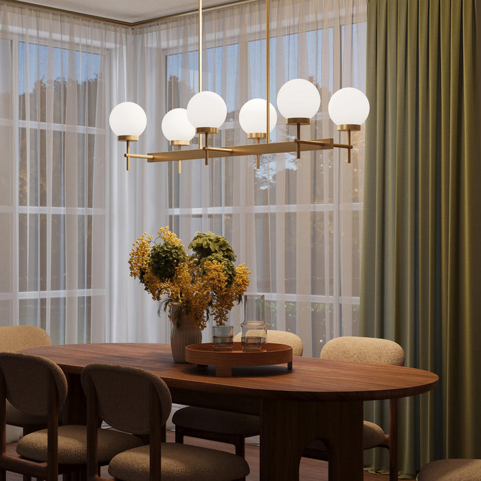 Myhouse Lighting Progress Lighting - P400471-191 - Six Light Linear Chandelier - Rigsby - Brushed Gold